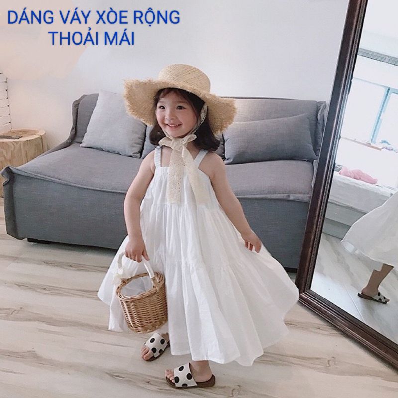 ĐẦM VÁY ĐI CHƠI 2 DÂY MAXI XÒE RỘNG VẢI NHẬP MỀM MẠI VÀ THOÁNG MÁT BÉ GÁI HAIVANCO cho bé 13 đến 40 kg