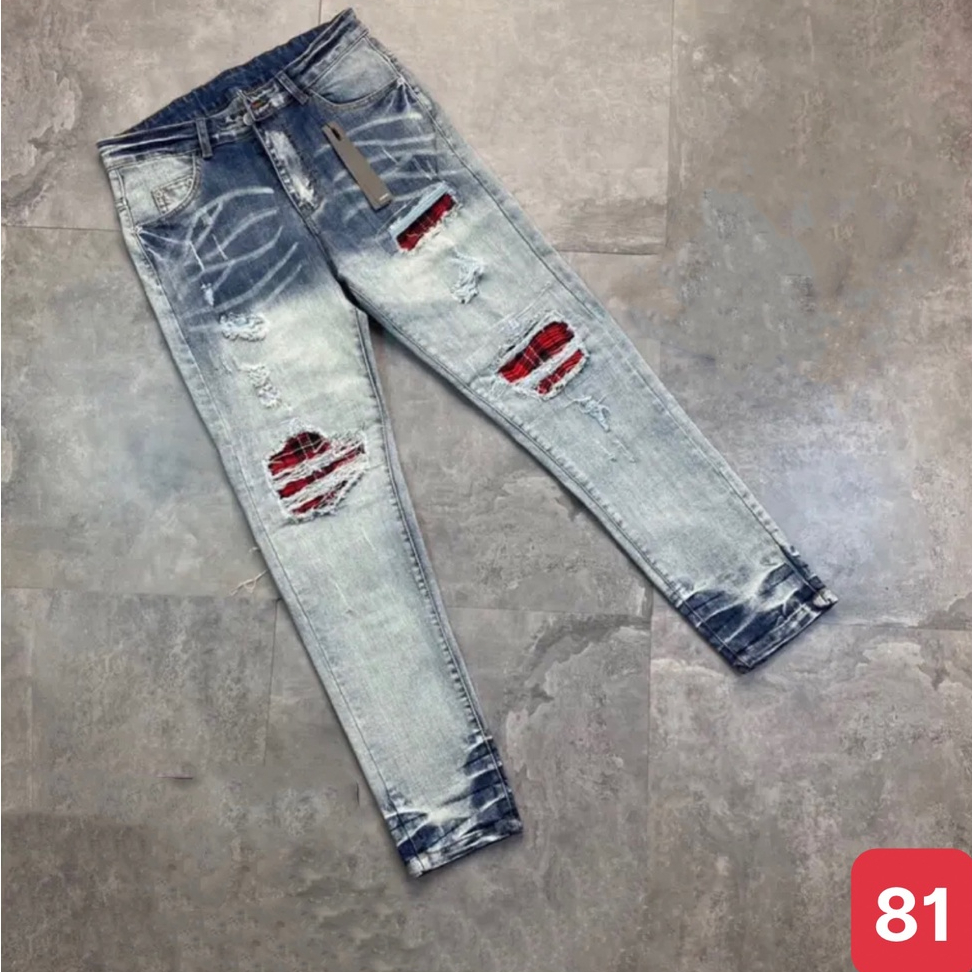 Quần jeans nam rách vá gối màu đen đậm chất bò cao cấp co dãn 4 chiều đẹp form skinny ADO 76 mẫu mới