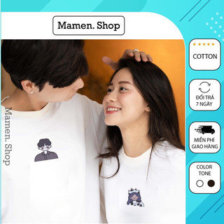Áo thun đôi form rộng Cặp đôi Meme kiểu Mamen Shop MA032, áo phông đôi oversize Unisex MA0032