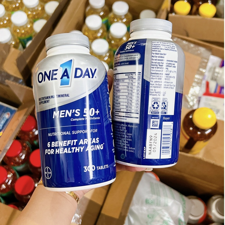 Viên uống Vitamin tổng hợp nam trên 50 tuổi One A Day For Men's 50 Multivitamin 300 viên - Hàng Mỹ