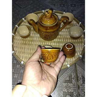 Bộ ấm trà Nam bộ gồm khay tre