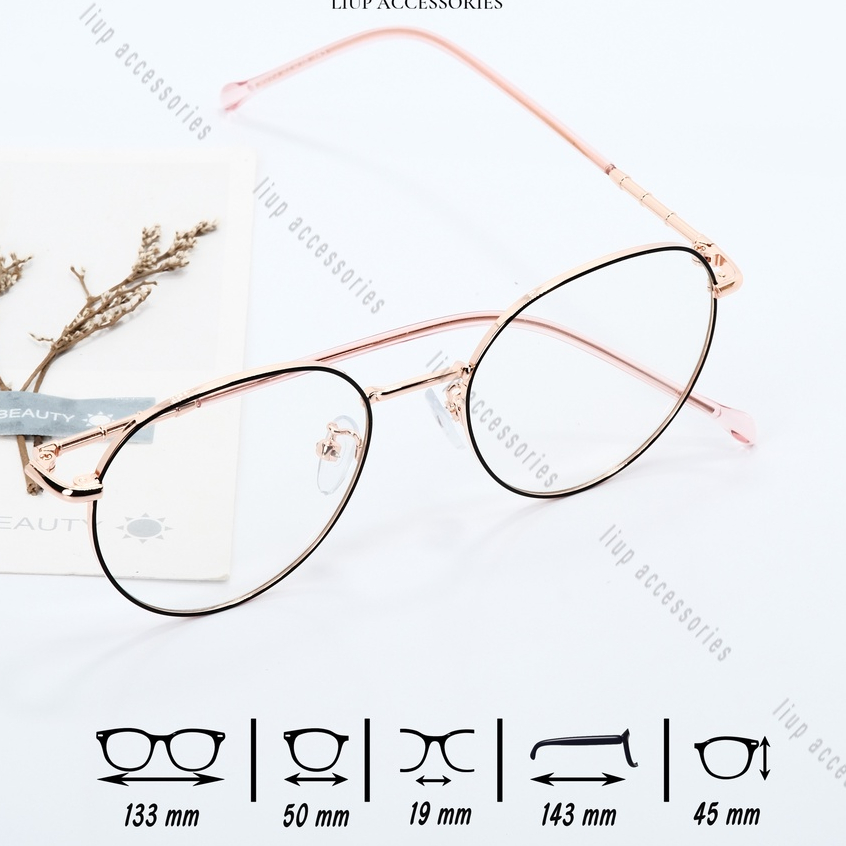 Gọng kính cận nam nữ mắt tròn kim loại Liup eyewear phù hợp mọi khuôn mặt 2998