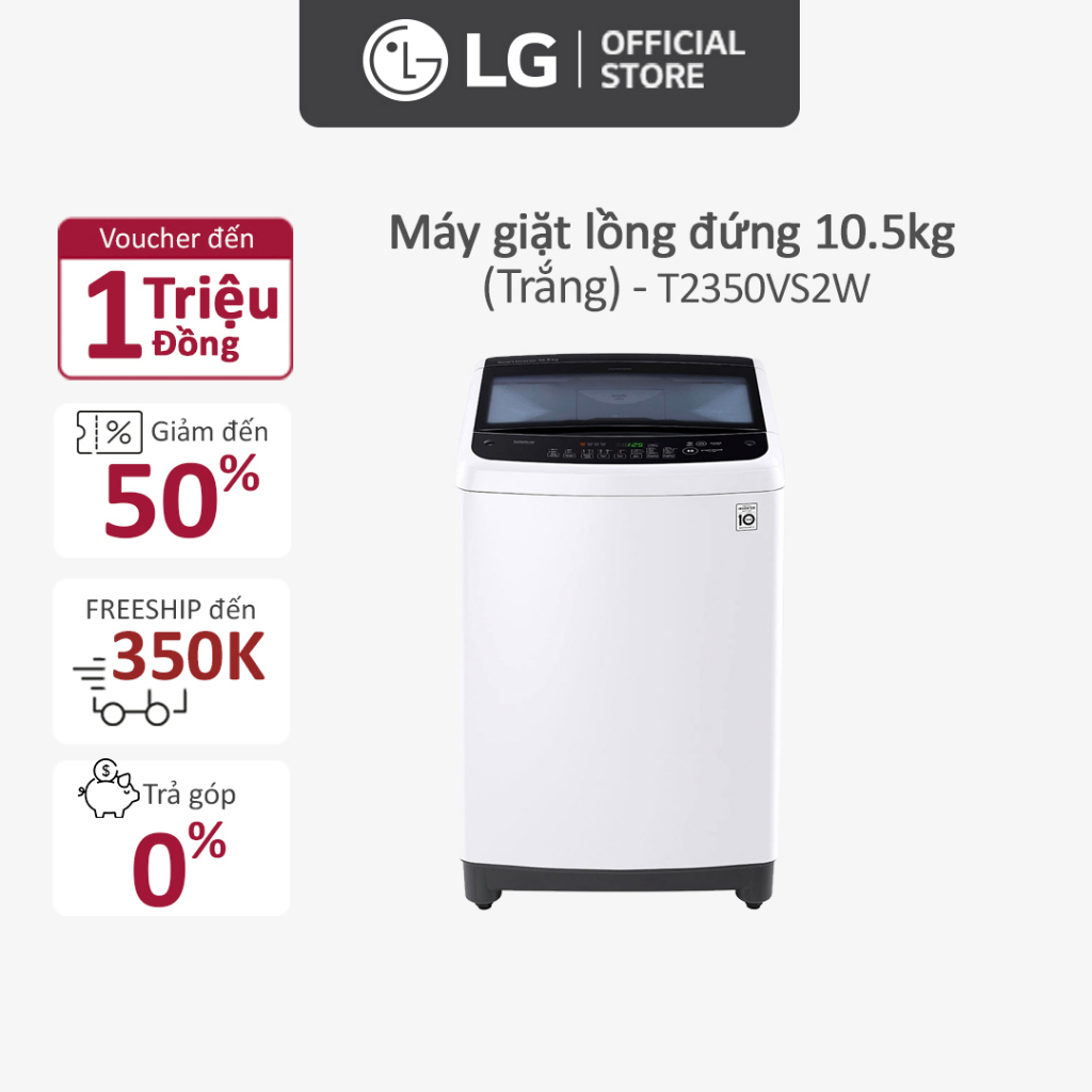 Máy giặt LG inverter 10.5kg (trắng) - T2350VS2W - Miễn phí lắp đặt
