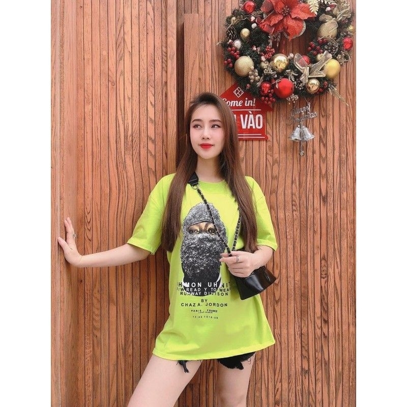 Áo thun unisex form rộng tay lỡ vải cotton tàu