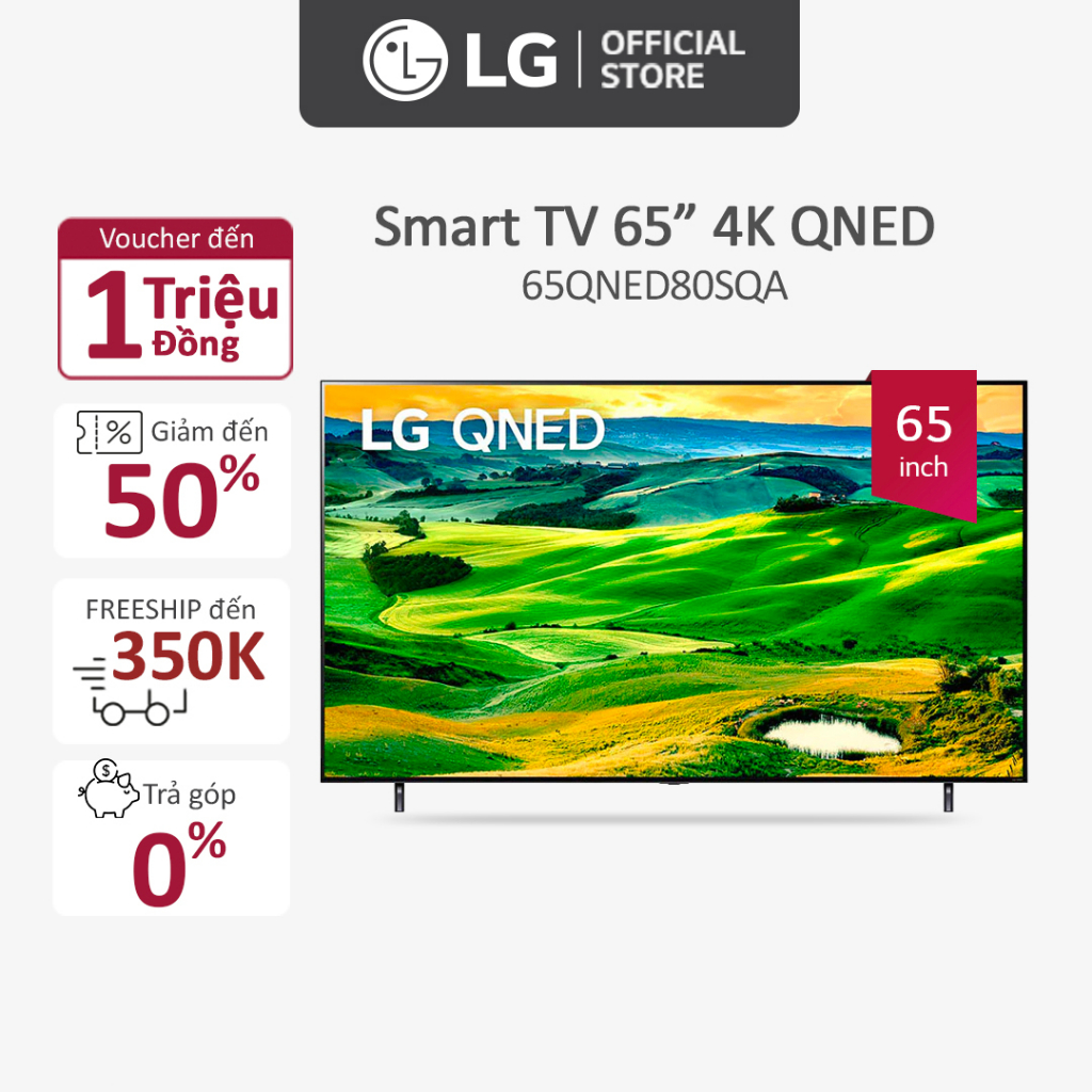 [Mã ELACE12 giảm 6% đơn 300K] Smart QNED Tivi LG 65 inch 4K 65QNED80SQA - Model 2022 - Miễn phí lắp đặt