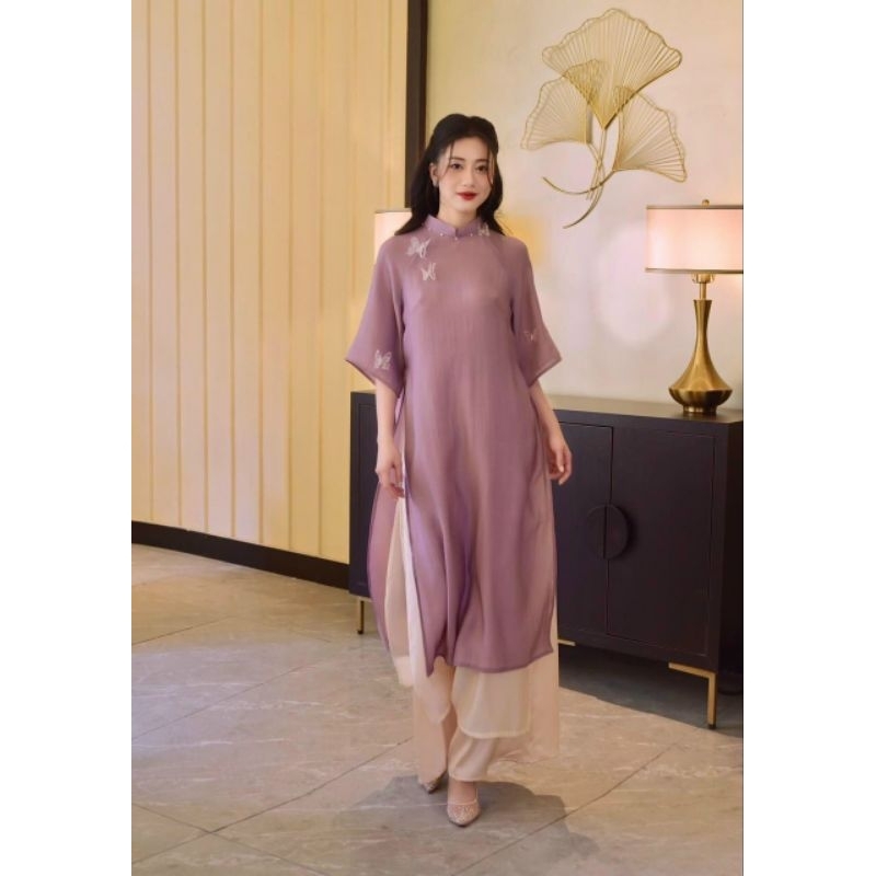 😍Siêu phẩm áo dài tơ ogana 4 tà cao cấp  siêu đẹp  sang chảnh hàng ảnh thật 100%