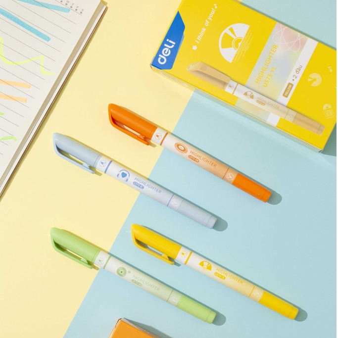 Bút đánh dấu Highlight dạ quang màu pastel [Sơn Tùng MTP Limited Colection]  - Bút Highlight dấu dòng Deli cao cấp CU373