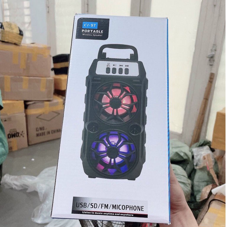 Loa Bluetooth Mini CL97 Kèm Micro Hát Karaoke Âm Thanh To Bass Ấm - Đèn Led Cực Đẹp