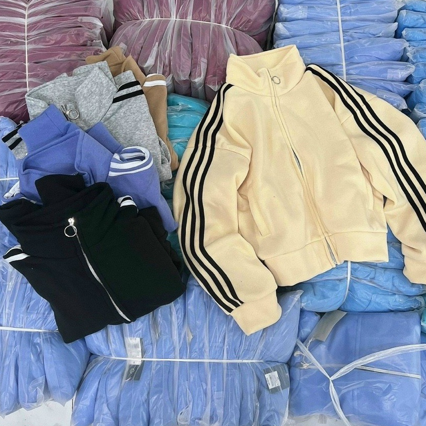 Áo Khoác Nỉ Croptop Nữ Khóa Kéo SỌC VIỀN Vải Nỉ Bông Dày Dặn FAGU - FG305 | BigBuy360 - bigbuy360.vn