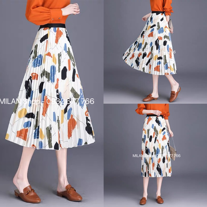 Chân váy dập ly nhiều hoạ tiết cute