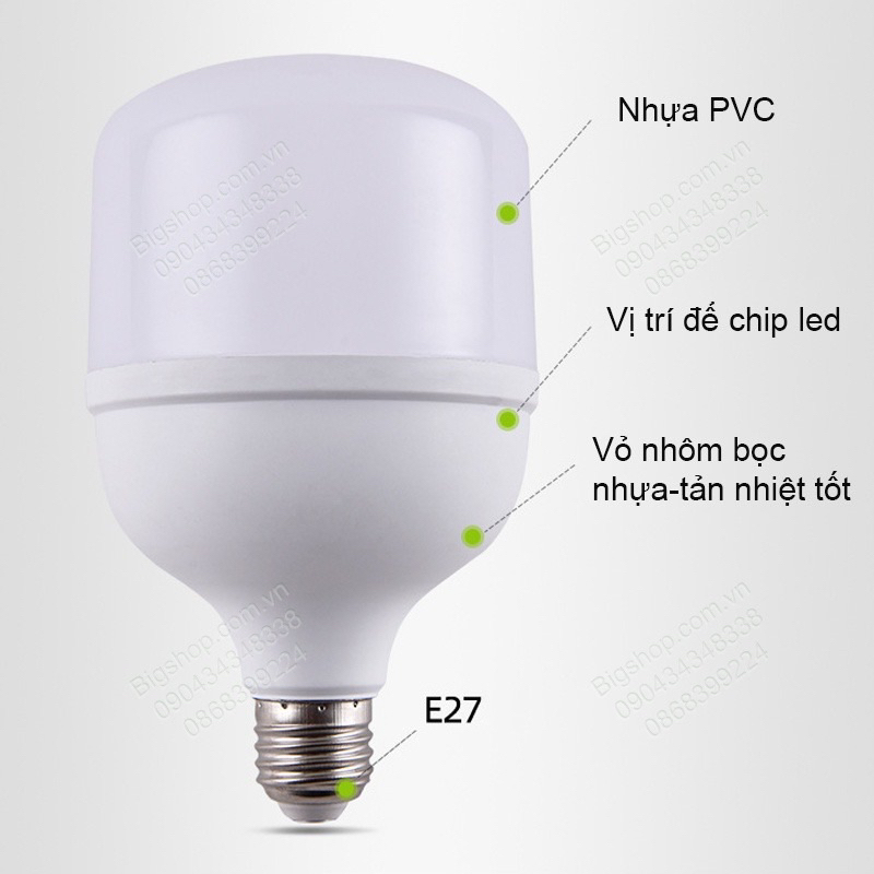 Gía hủy diệt-hàng chính hãng Bóng led Búp trụ Esnco 10w-20w-30w-40w-50w siêu sáng,tiết kiệm điện tuyệt đối
