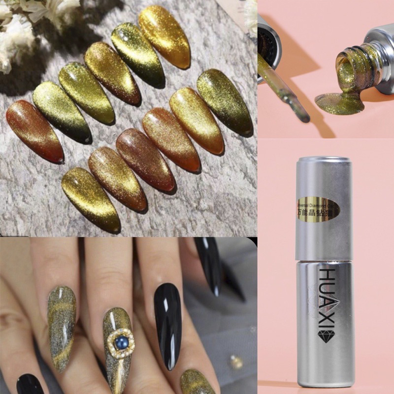 Top mắt mèo kim cương Huaxi 9D chính hãng  - sơn gel mắt mèo kim cương Huaxi lấp lánh sang chảnh