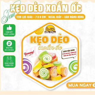 55 tem lục giác kẹo xoắn ốc lục giác 7x8cm dán thân hộp giá rẻ