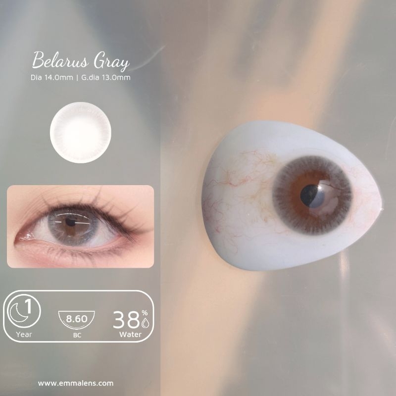 Kính Áp Tròng Belarus Gray | Lens áp tròng 14.0Xám Khói Tự Nhiên | Kính Áp Tròng Emma