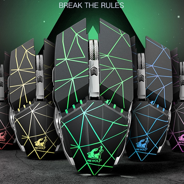 Chuột gaming không dây X11 LED RGB chống ồn pin sạc siêu nhạy
