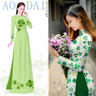 Vải Áo Dài Tằm Ý Cỏ 3 Lá