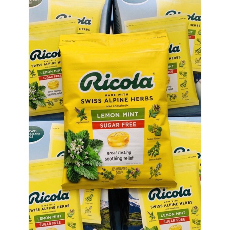 Kẹo Ngậm Thảo Mộc Không Đường Ricola Lemon Mint