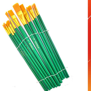 Bộ bút cán dài, bộ cọ vẽ, chổi vẽ cán dài xanh giá rẻ 12 cây