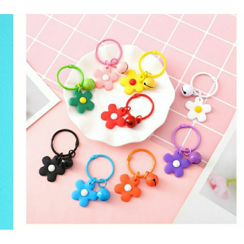 Móc Khoá Hoa Đính Chuông Dễ Thương, Trang Trí Túi Ví..