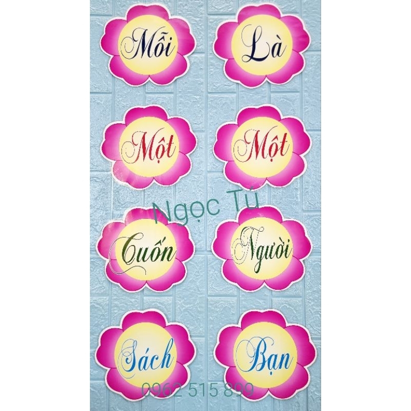 Khẩu hiệu Sách trang trí góc Thư viện In ép A4