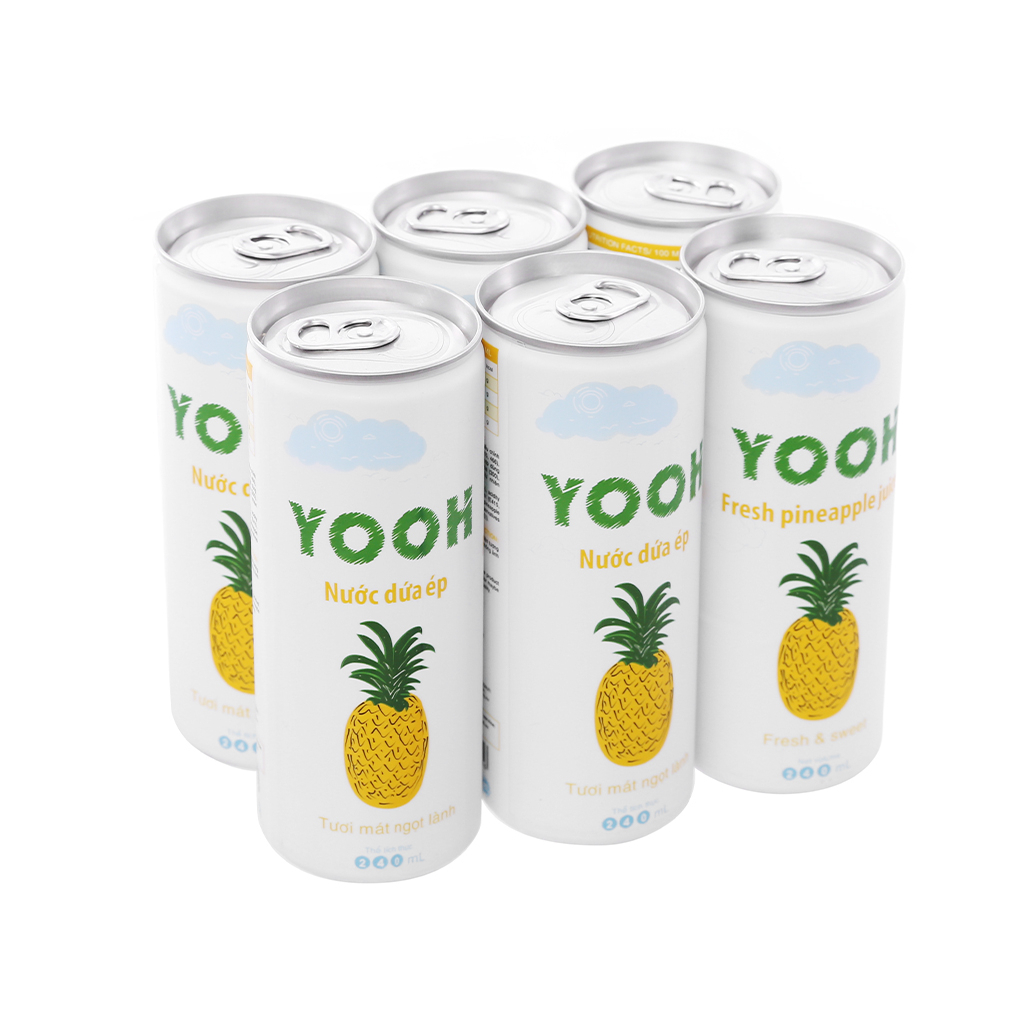 Nước ép Dứa tươi YOOH - Lốc 6 lon (240ml/lon)