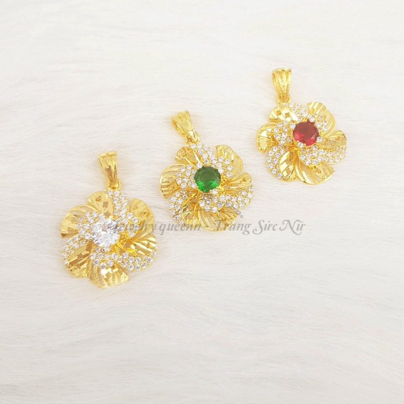 Mặt quy trình Nữ, Mặt Hoa Mai Xoáy đính kèm đá Đỏ, Xanh, Trắng đính kèm đá kiến thiết bền chắc B30 - littlecat.vn