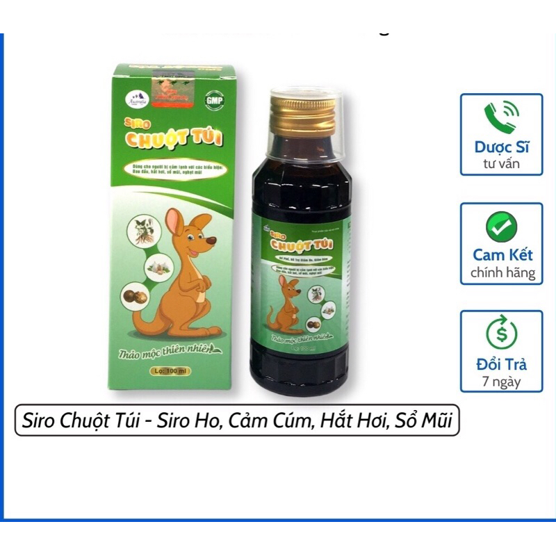 Siro Ho Thảo Mộc, Siro Chuột Túi - Giúp Bổ Phế, Giảm Ho, Giảm Đờm, Hỗ Trợ Giảm Đau Rát Họng, Cảm Cúm (Lọ 100ml)