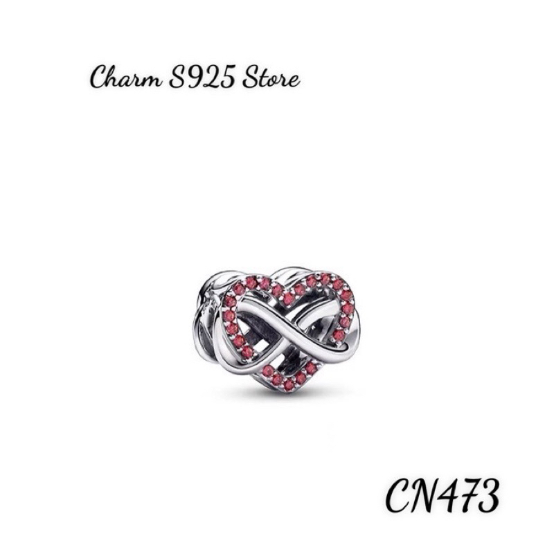 CHARM PAN ALE TIM VÔ CỰC ĐÍNH ĐÁ BẠC S925 THUẦN KHIẾT HÀNG CAO CẤP
