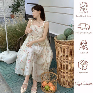 Váy hai dây hoa nhí babydoll thắt nơ vai Doris Dress