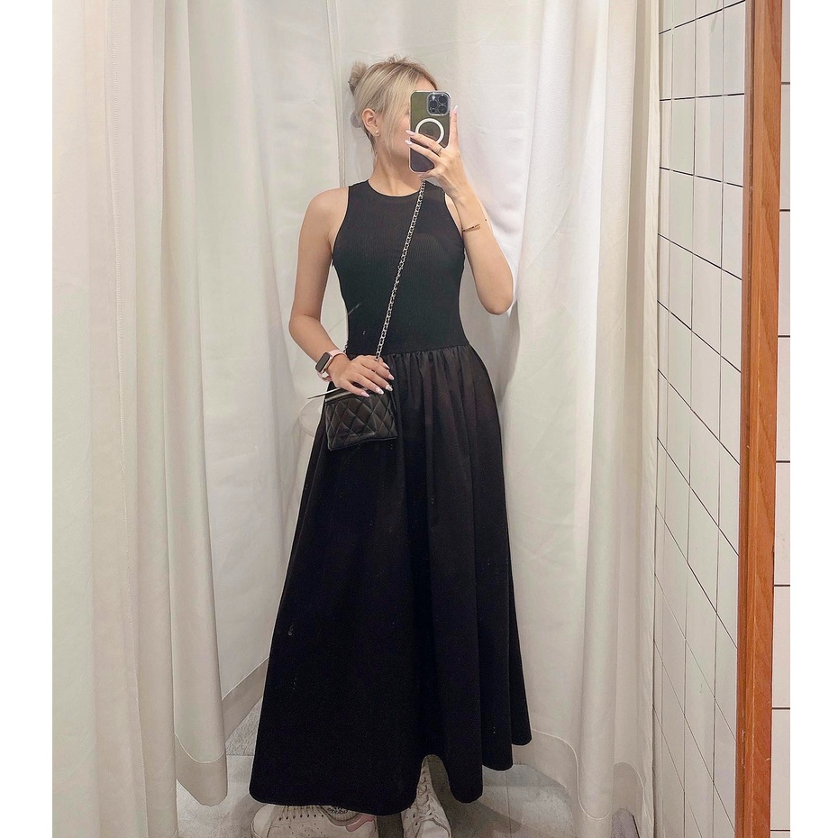 Đầm maxi sát nách phối thun TK - DTK154