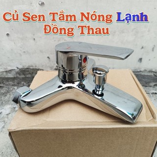 Củ sen tắm nóng lạnh vòi sen tắm nóng lạnh đồng thau mạ crom bóng hàng nặng mẫu vuông