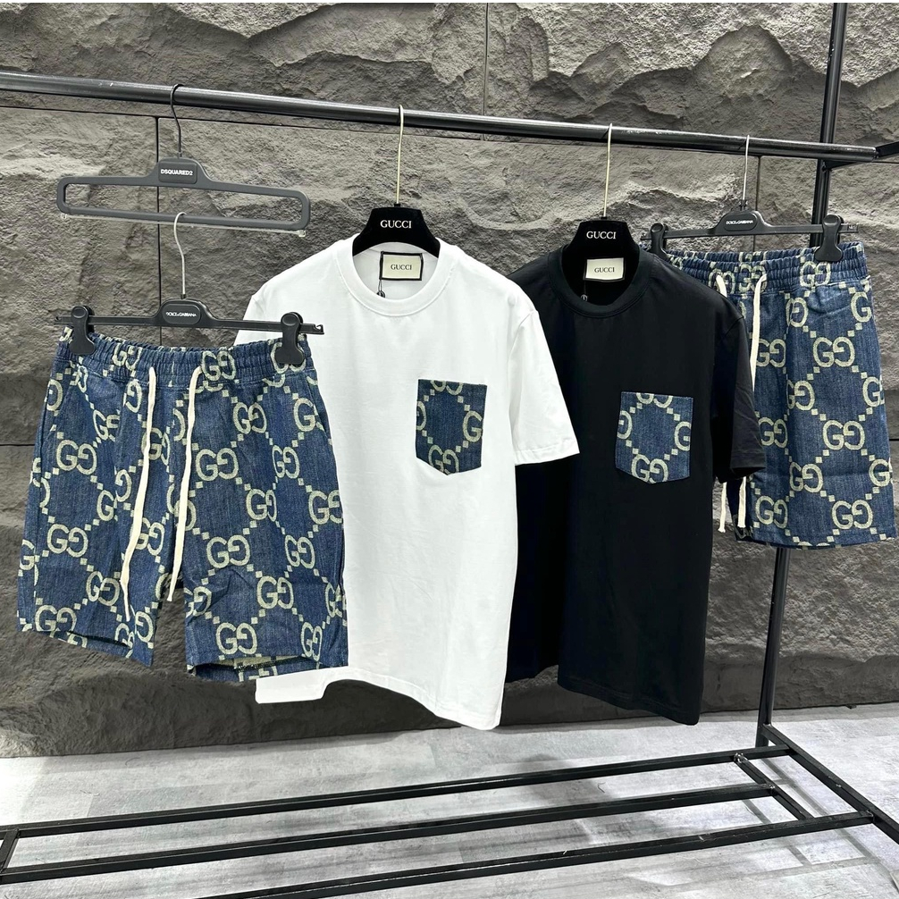 Bộ Thể Thao Gucci Nam Nữ Cao Cấp - Set Gucci Nam Nữ Mùa Hè Chất Liệu Cotton Thoáng Mát Hot Trend 2023
