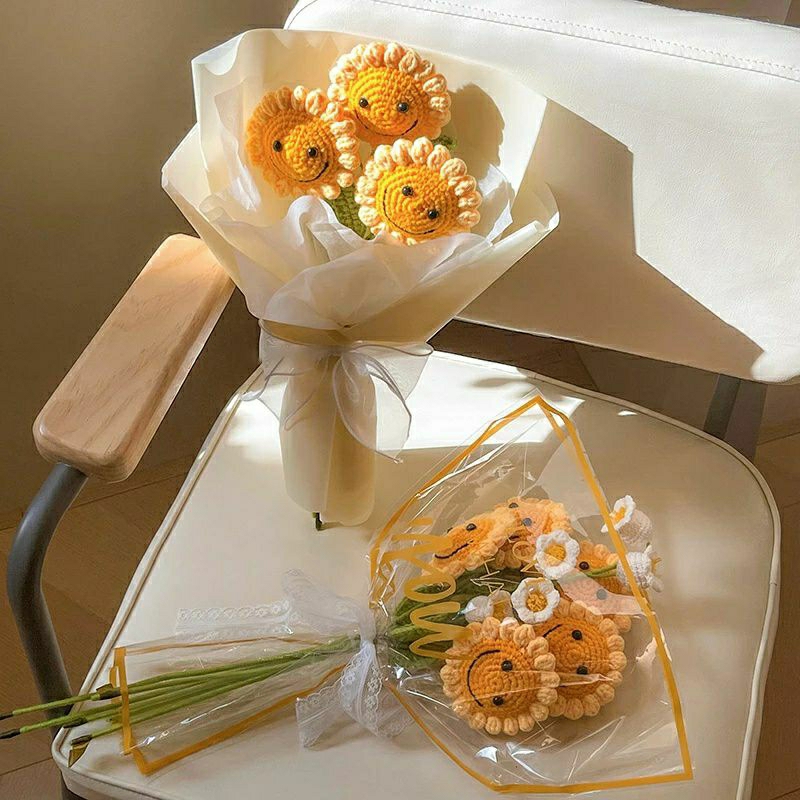 Hoa Cúc mặt cười bằng len