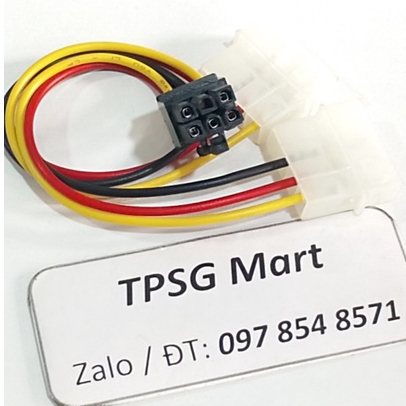 Cáp chuyển nguồn 2 đầu ATA (Molex IDE - 4 Pin) ra 6 Pin cho VGA - Card màn hình