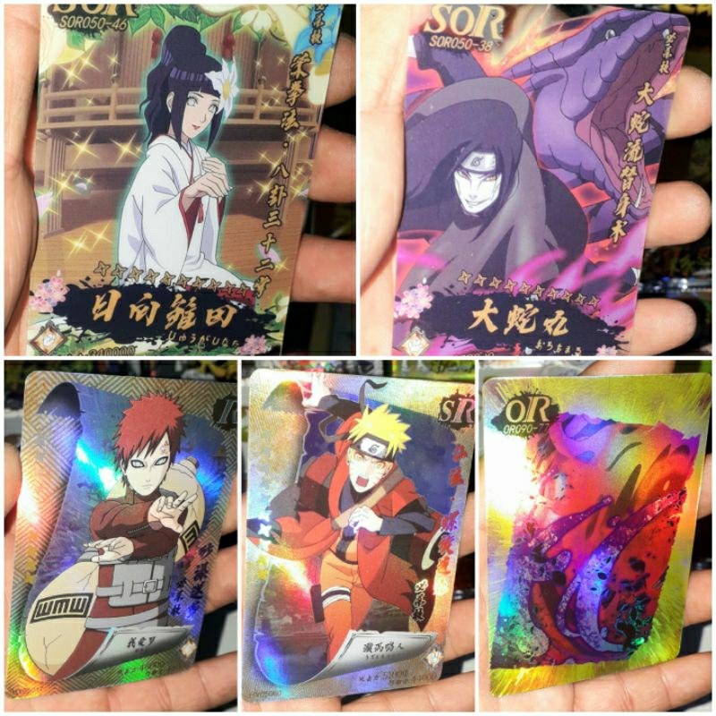 Một Páck có 5 thẻ bài hình Naruto kích thước 8.2 x 6.2 cm in 2 mặt bằng nhựa và giấy bóng cứng rất đẹp
