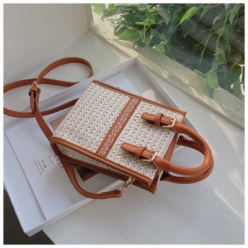 Túi điện thoại Poly quai da hoa văn vintage
