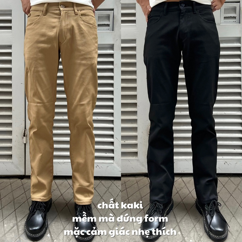 Quần Kaki EdWjn hàng hãng form basic hơi loe