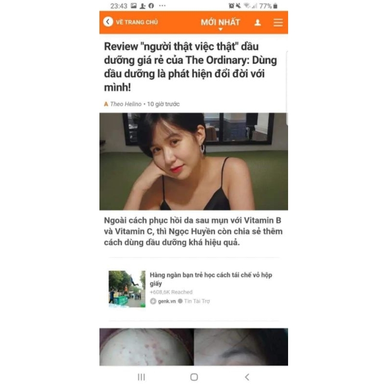 Dầu dưỡng hạt tầm xuân The Ordinary Pressed Cold Rose Hip Seed Oil 30ml