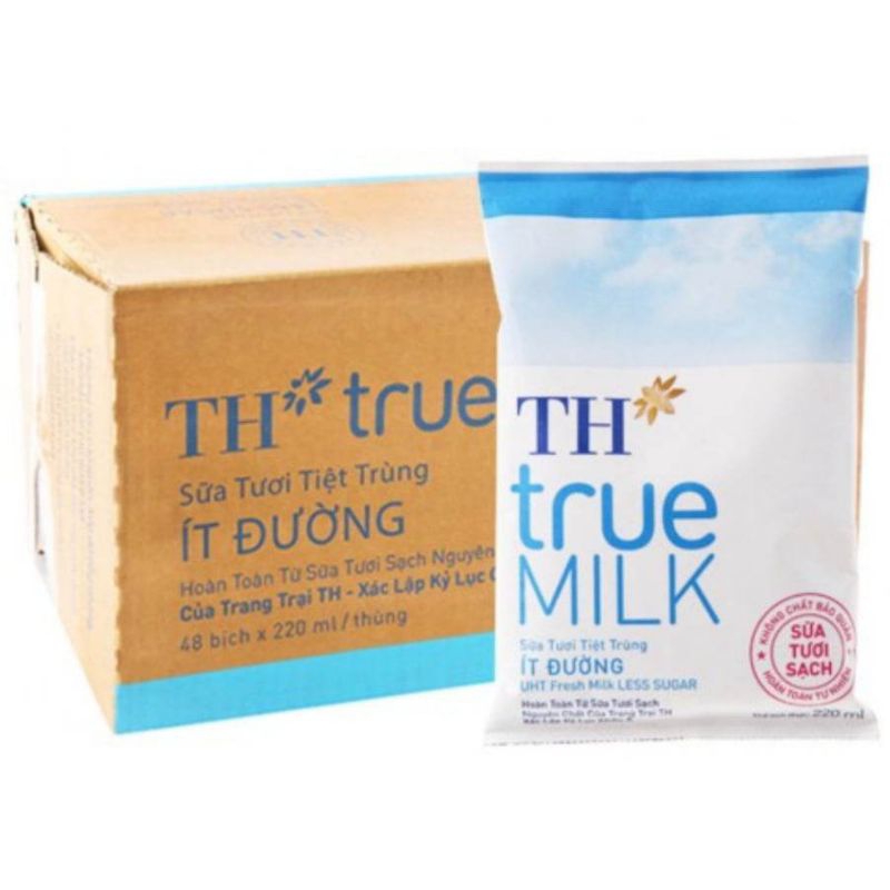Thùng 48 bịch sữa TH true milk  220ml 3 loại