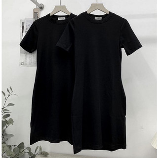 Váy body cổ tròn basic nữ chất thun gân