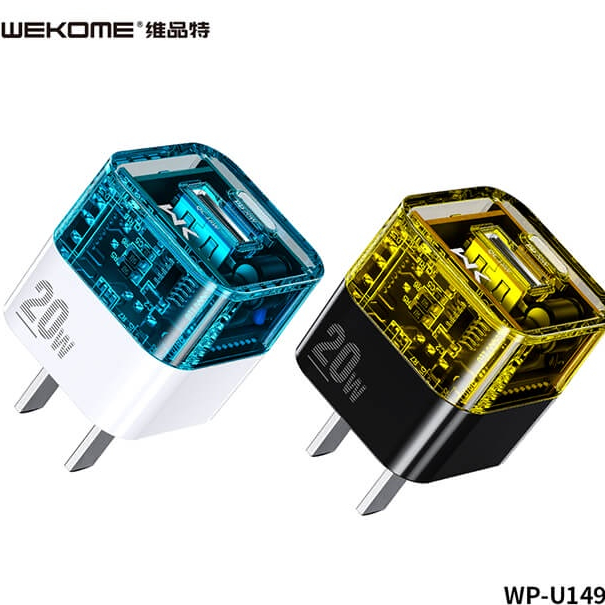 Củ sạc trong suốt Wekome WK WP-U149 sạc nhanh 20w PD Pioneer A + C chân cắm USB và Type-C