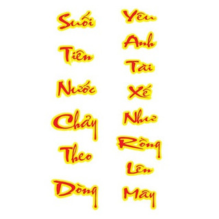 Tem chữ thơ nhiều mẫu dán trang trí xe tải, xe ô tô. Tem decal thơ chữ suối tiên nước chảy theo ...Tem thơ các loại dan