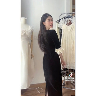 váy nhung cổ ren size s