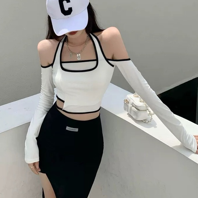 ÁO THUN NỮ DÀI TAY GÂN TĂM TRỄ VAI SEXY