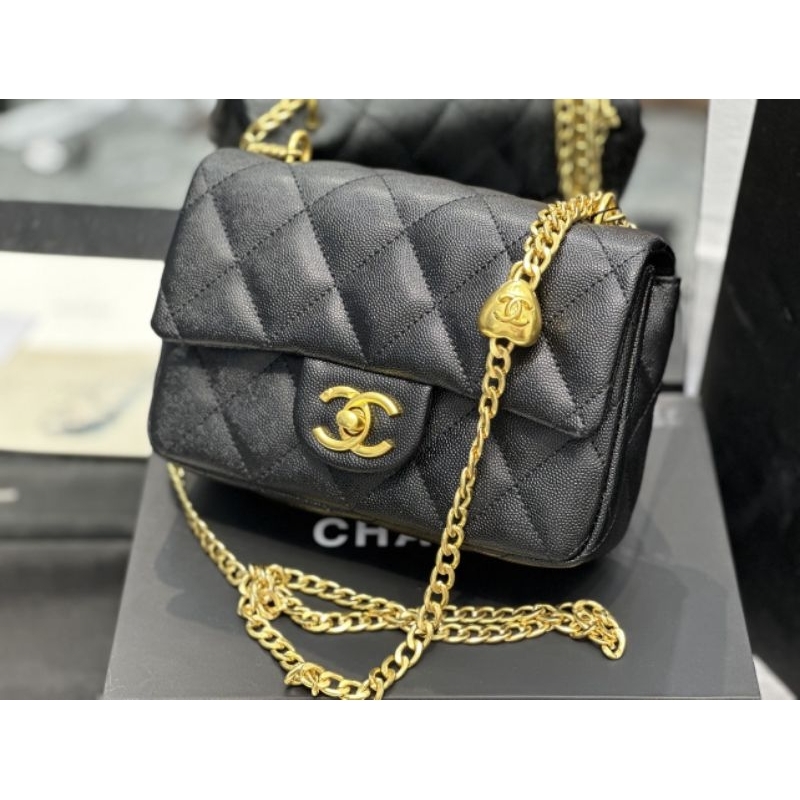 Túi xách C.N Flap mini charm da hạt loại đẹp fullbox nam châm