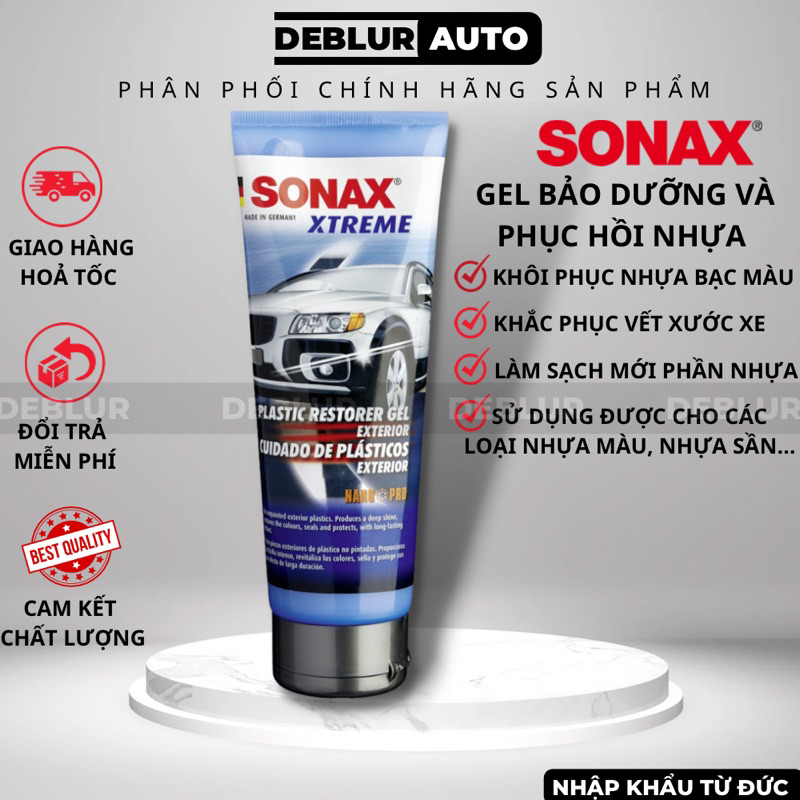 Gel phục hồi và bảo dưỡng nhựa ngoài xe Sonax Xtreme Plastic Restorer Gel Nanopro 250ml 210141