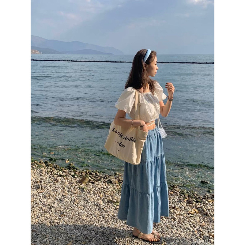 Chân váy denim-Chân váy bò