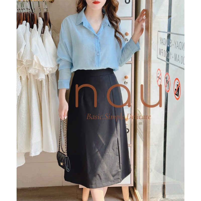 Áo sơ mi gân tay bo bản mặc 2 kiểu