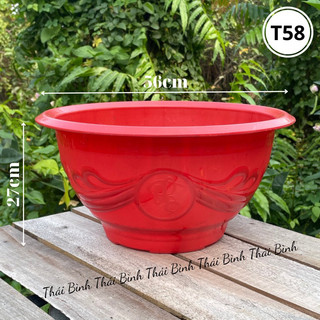 [3 Cái] Chậu Nhựa Truyền Thống T58 Đỏ (56x27)