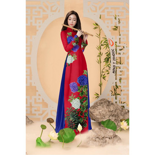 Vải Áo Dài Hoa Cẩm Tú Cầu